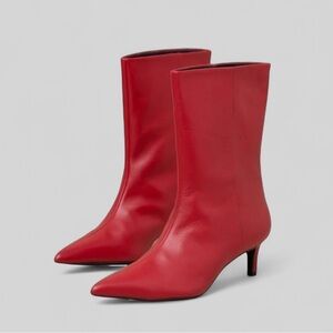 SEYCHELLES-Game Changer Red Leather Pointed-Toe Boots-size 7.5-new Retail $179
